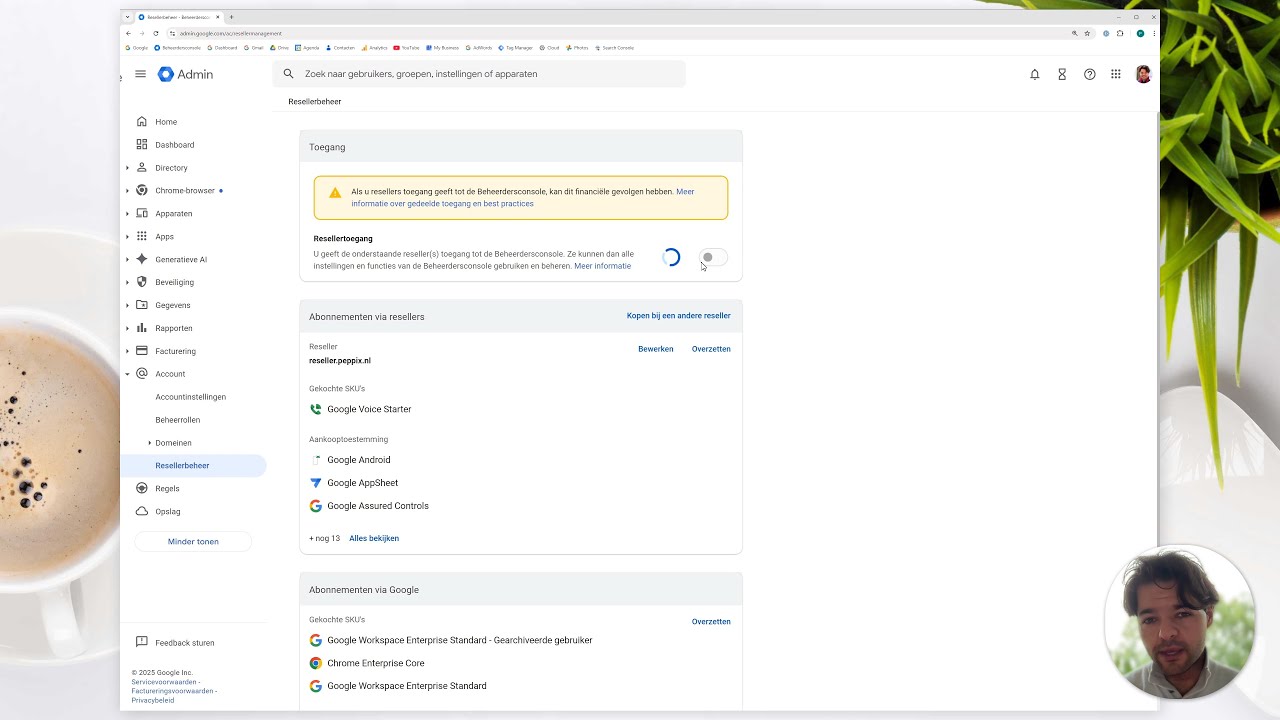 Google Workspace toegang openstellen of beperken voor Google Partner bij Peppix